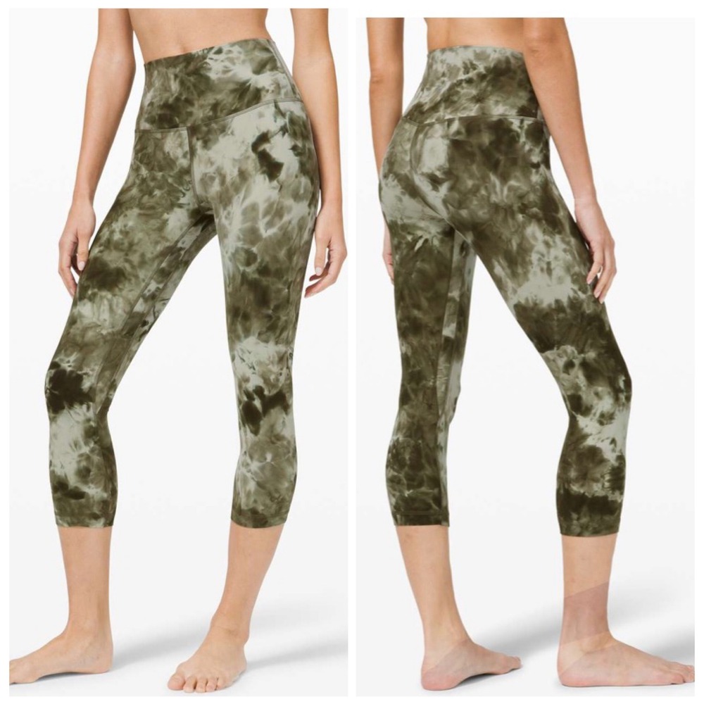 Lululemon Align Crop 21 Diamond Dye Sage Army Green Olive Leggings Size 18 NWOT